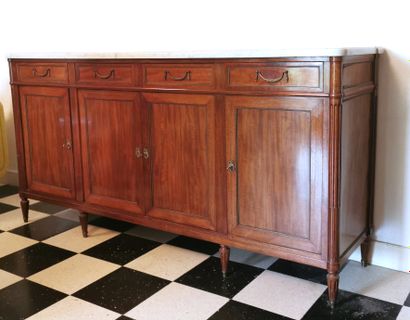null Louis XVI style mahogany and mahogany veneer sideboard opening to four drawers...