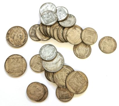 null Lot de pièces TURIN en argent bas titre (680 millimèmes) comprenant cinq pièces...