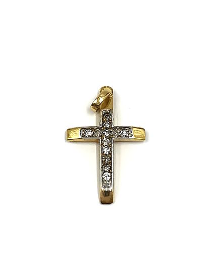 null Pendant cross in yellow gold 14K (585 thousandths) set with brilliants.

Length:...