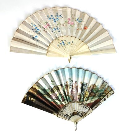 null Two fans, one with openwork mother-of-pearl strands with double antique decoration

L....