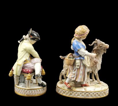 null MEISSEN

Two porcelain groups, one representing a young shepherdess with a goat...