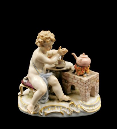 null MEISSEN

Porcelain group representing a love sitting preparing a cup of chocolate...