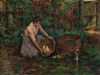 null Frédérique VALLET-BISSON (1862-1948)

Young woman cleaning a copper in a garden

Oil...