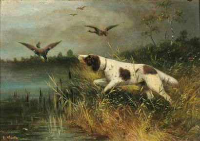 null E. WÜRTH (School end of 19th - beginning of 20th century)

Duck hunting

Oil...
