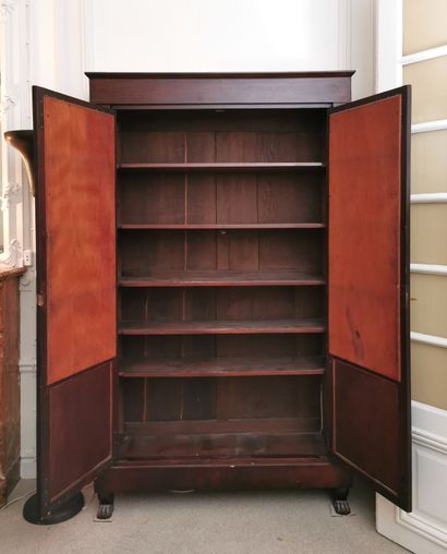 null Mahogany and mahogany veneer bookcase, the uprights decorated with gilt bronze...
