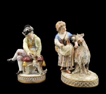 null MEISSEN

Two porcelain groups, one representing a young shepherdess with a goat...