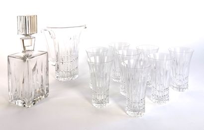 null A cut crystal orangeade set comprising eight glasses and a pourer

A crystal...