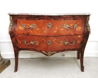 null Chest of drawers with two drawers and no crossbar, inlaid with flowering and...
