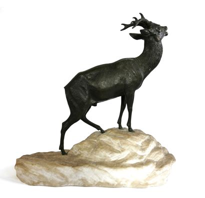 null Jules Edmond MASSON (1871-1932), after

The bellowing of the young stag

Bronze...