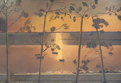 null A. PECHOIN (20th century school)

Sunset, 1968

Mixed media on canvas signed...