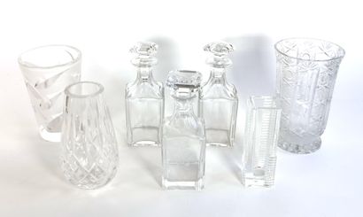 null Set of crystal pieces including three flasks and four vases

H. between 15 and...