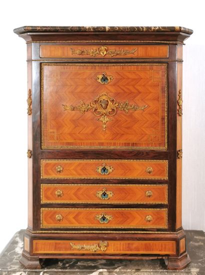 null Beautiful rosewood and rosewood veneered doll's desk opening to four drawers...
