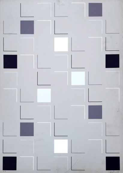 null Aldo MENGOLINI [italien] (né en 1930)

Composition aux carrés sur fond gris,...