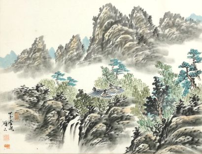 null CHINE - Shuoshan - École du XXe siècle

Pavillon dans un paysage montagneux

Encre...