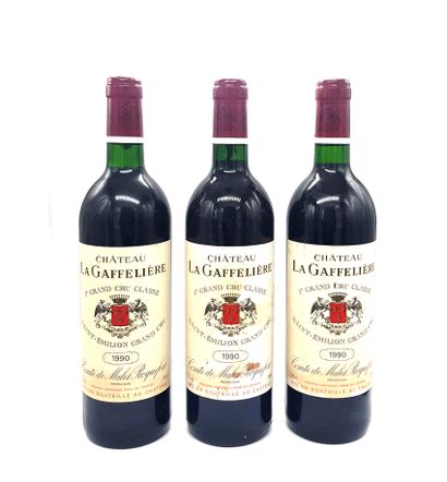 3 bouteilles Château La Gaffelière 1990,...
