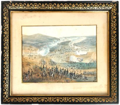 null School of the 19th century

Battlefield under the First Empire

Watercolor on...