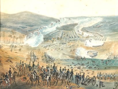 null School of the 19th century

Battlefield under the First Empire

Watercolor on...