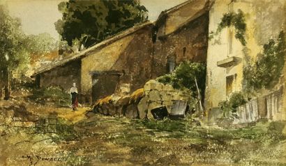 null Charles DONZEL (1824-1889)

Vue de ferme

Aquarelle sur papier signée et datée...