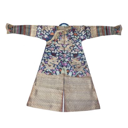 null Robe de Cour semi-formelle (jifu) d’été en gaze de soie bleue au décor tissé...