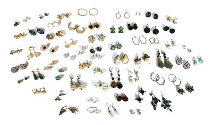 null Set of costume jewelry including: sixty-one pairs of earrings