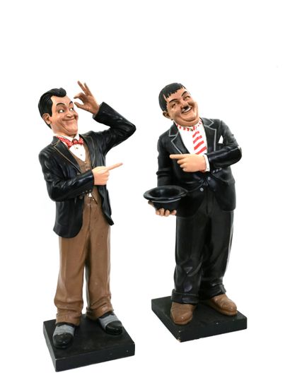 null LAUREL HARDY

Pair of polychrome resin statues representing the famous comic...