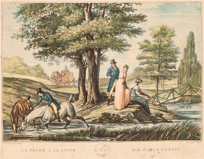 null Angling after Carle Vernet 

Hunting with hounds 

Two color reproductions

22...