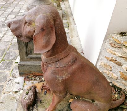 null Weimar Pointer in cast iron with rusty patina

Accident and restoration

H....
