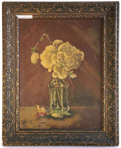 null B. HESLUINK (École du XXe siècle)

Fleur, 1928

Huile sur carton signée et datée...