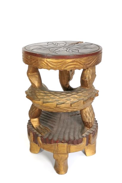 null SOUTHEAST ASIA

Curious stool in carved wood partially gilded, the base composed...