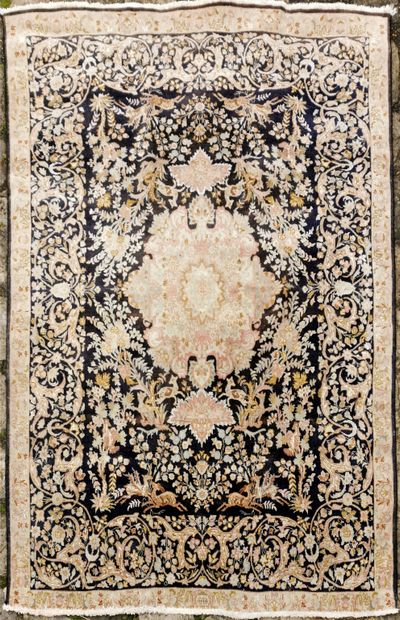 null Persian carpet, first end of XIXth - beginning of XXth century with garden decoration...