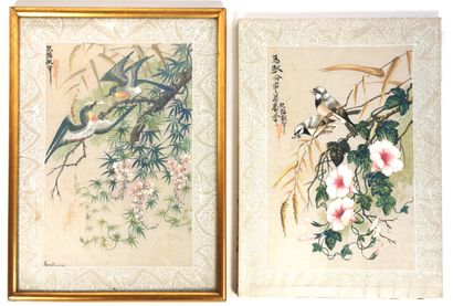null ASIE DU SUD-EST, XXe siècle

Suite de deux peintures sur soie à décor d'oiseaux...