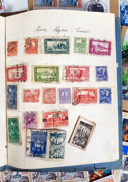 null Lot d'environ six-cent timbre postaux oblitérés, France, Allemagne, Italie,...