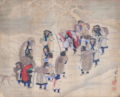 null 
** CHINE, dynastie Qing (1644-1911), XIXème siècle




Encre sur soie représentant,...