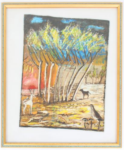 null OLIER (20th century naive school)

Double sided work : Forest animals, 1969...