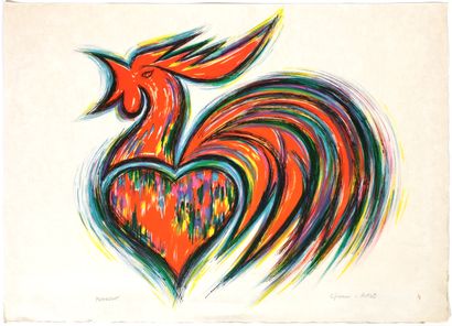 null Jean MONNERET (born in 1922)

Rooster in the heart

Lithograph on japanese paper...