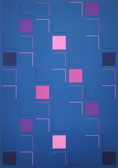 null Aldo MENGOLINI [italien] (né en 1930)

Composition aux carrés sur fond bleu,...