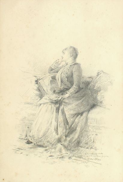 null 
** Théobald CHARTRAN (1849-1907)




Portrait de jeune femme tenant un livre




Crayon...