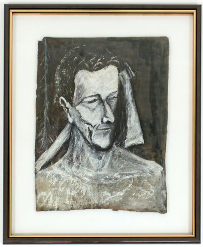 null OLIER (20th century naive school)

Portrait of a worker, 1956

Gouache and ink...