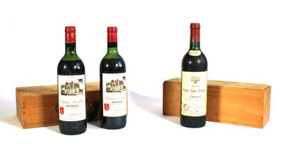 null 3 bouteilles de vins de Bordeaux : 

- 2 bt CHÂTEAU MONTBRUN, MARGAUX, 1969...