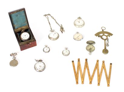 null Set of eight gusseted watches, one of which is LONGINES Art Deco and three silver...