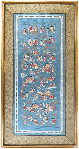 null CHINA, early 20th century

Embroidery on silk showing children playing 

57...