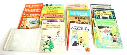 null Set of twenty comic books including Tintin, Quick and Flupke, Bob and Bobette,...
