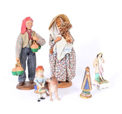 null Set of three ceramic figurines and two satons

H. between 10 and 26 cm