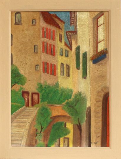 null A. ROY (School of the XXth century)

View of an alley

Oil on panel signed

33...