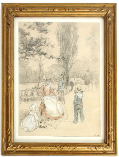 null 
** Clément-Auguste ANDRIEUX (1829-1880)




Young woman and children in a garden




Charcoal,...