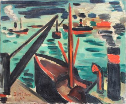 null Jean MILLIEN (1918-1998)

Les chalutiers, 1946

Huile sur toile signée et datée

38...