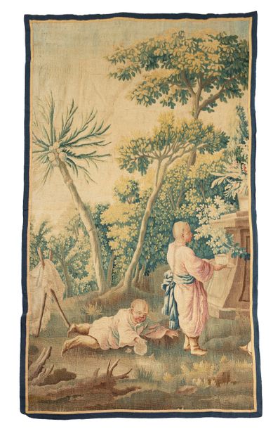 null Rare fragment de panneau de tapisserie de la Manufacture Royal d'Aubusson (France),...