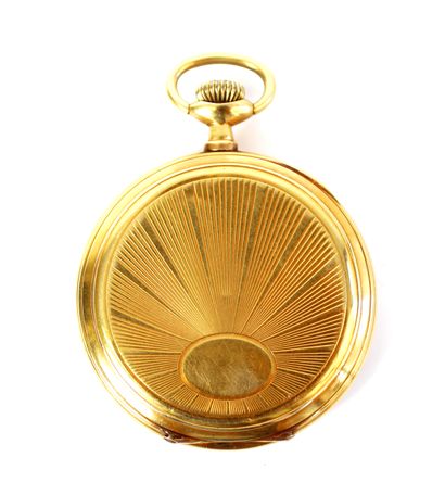 null Pocket watch in yellow gold 18K (750 thousandths) round case, white enamelled...