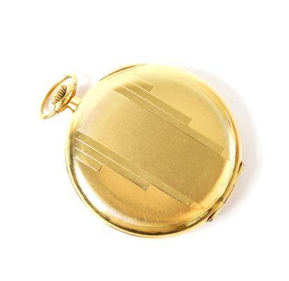 null OMEGA - Pocket watch, yellow gold case (750 thousandths), white enamelled dial...