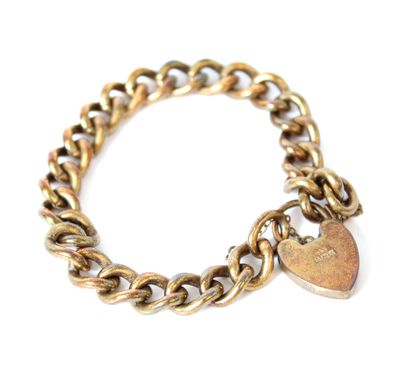 null 
Bracelet gourmette en or 14K (585 ‰), fermoir cadenas en forme de Cœur, avec...